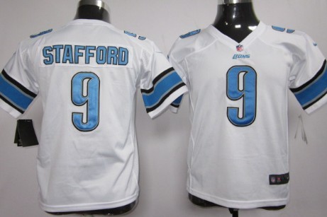 youth's Jersey Detroit Lions 9 Matthew Stafford White Nike Game